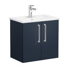 Vitra Root 68076 Lavabo Dolabı, Kapaklı, 60 Cm, Dar, Mat Lacivert, Köşeli Lavabolu